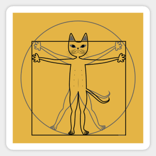 Vitruvian cat Sticker